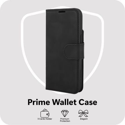 BULK | PrimeWallet Case - iPhone 17 - PU leather Wallet Case - Black