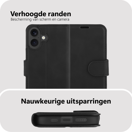 BULK | PrimeWallet Case - iPhone 17 - PU leather Wallet Case - Black