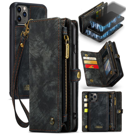 CASEME Luxe Leren Portemonnee hoesje voor de Apple iPhone 11 Pro Max - zwart - Casebump