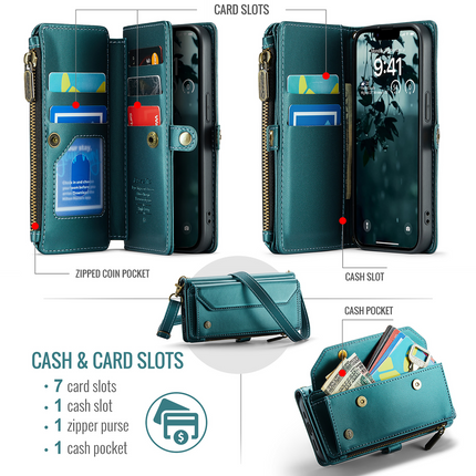 Caseme Case Apple iPhone 17e / 16e - Crossbody Wallet Case - Green