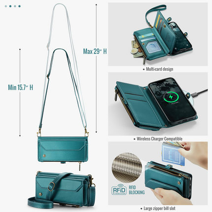 Caseme Case Apple iPhone 17e / 16e - Crossbody Wallet Case - Green