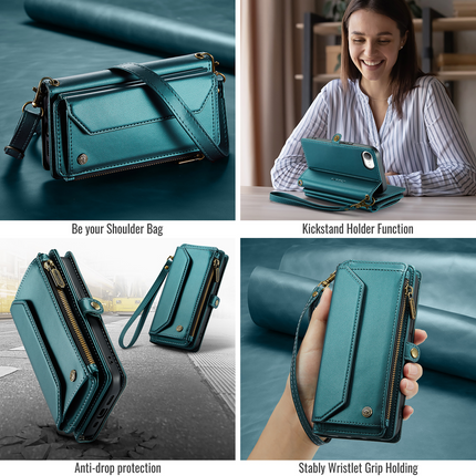 Caseme Case Apple iPhone 17e / 16e - Crossbody Wallet Case - Green