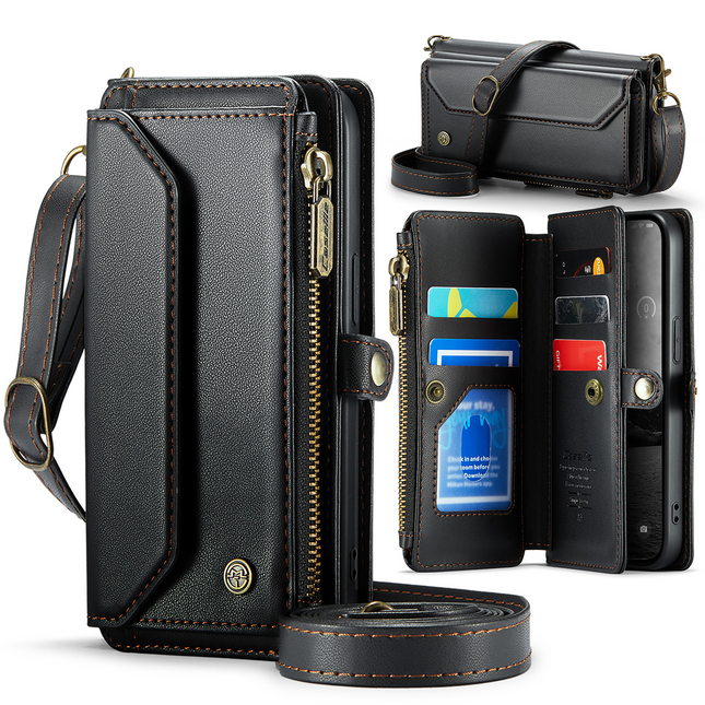 Caseme Case Apple iPhone 17e / 16e - Crossbody Wallet Case - Black