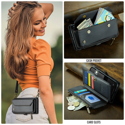 Caseme Case Apple iPhone 17e / 16e - Crossbody Wallet Case - Black