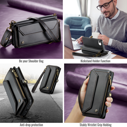 Caseme Case Apple iPhone 17e / 16e - Crossbody Wallet Case - Black