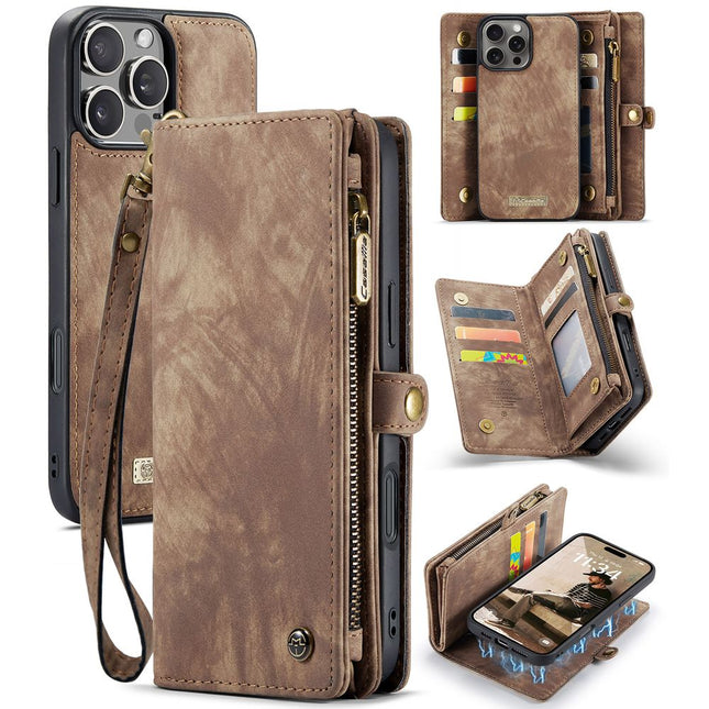 CaseMe Multifunctional Wallet hoesje iPhone 16 Pro bruin