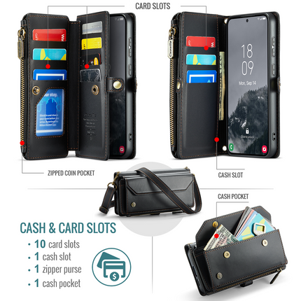 Caseme Case Samsung Galaxy S25+ - Crossbody Wallet Case - Black