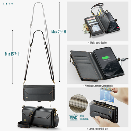Caseme Case Samsung Galaxy S25+ - Crossbody Wallet Case - Black