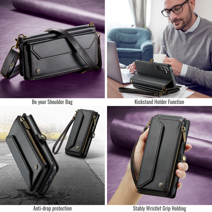 Caseme Case Samsung Galaxy S25+ - Crossbody Wallet Case - Black