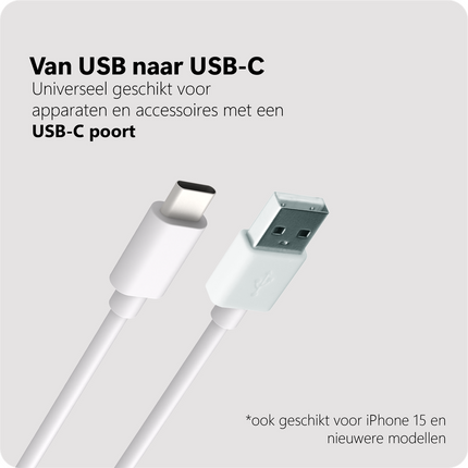 Essential USB-A to USB-C PD Cable - 20cm - White