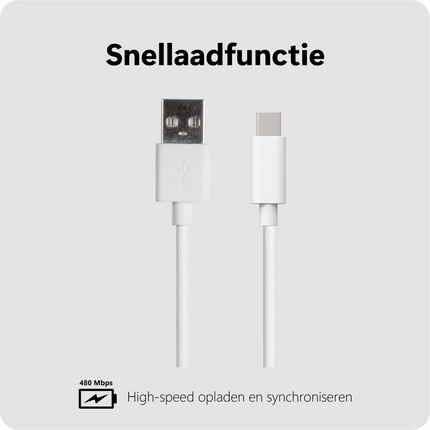 Essential USB-A to USB-C PD Cable - 20cm - White