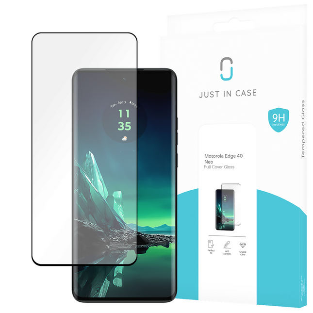 Motorola Edge 40 Neo - Full Cover Screenprotector Tempered Glass - Black