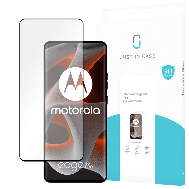 Motorola Edge 50 Pro - Full Cover Screenprotector Tempered Glass - Black