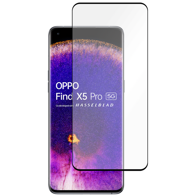 Oppo Find X5 Pro - Full Cover Screenprotector Tempered Glass - Black