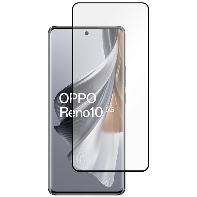 Oppo Reno10 5G - Full Cover Screenprotector Tempered Glass - Black