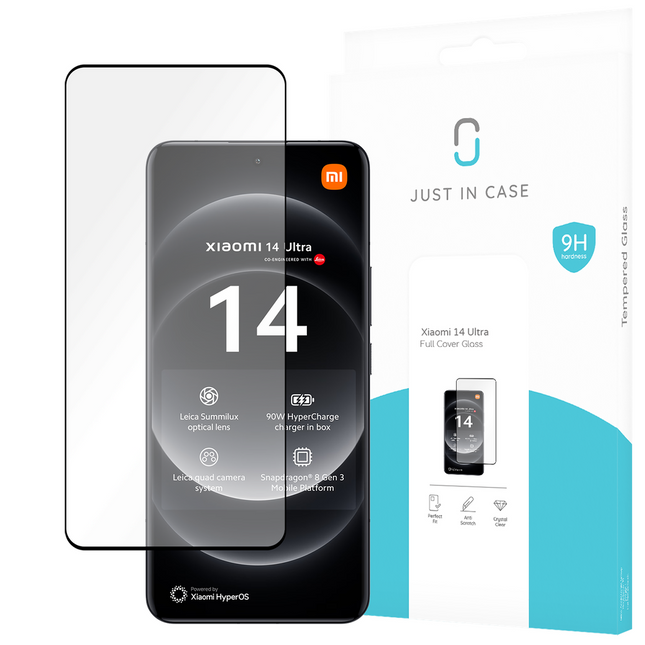Xiaomi 14 Ultra - Full Cover Screenprotector Tempered Glass - Black