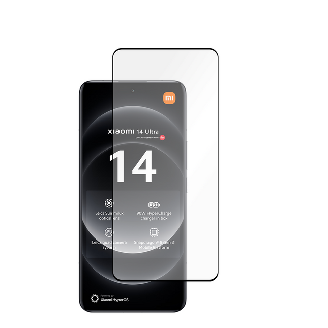 Xiaomi 14 Ultra - Full Cover Screenprotector Tempered Glass - Black