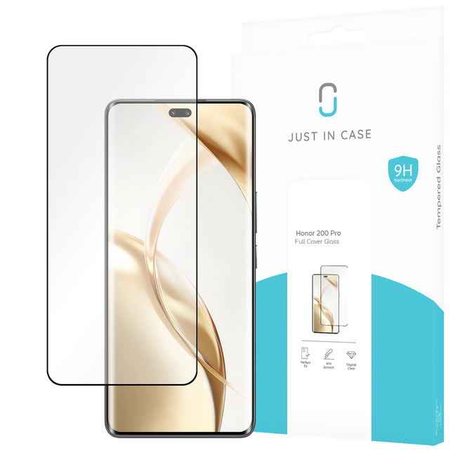 Honor 200 Pro - Full Cover Screenprotector Tempered Glass - Black