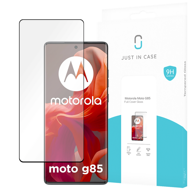 Motorola Moto G85 - Full Cover Screenprotector Tempered Glass - Black