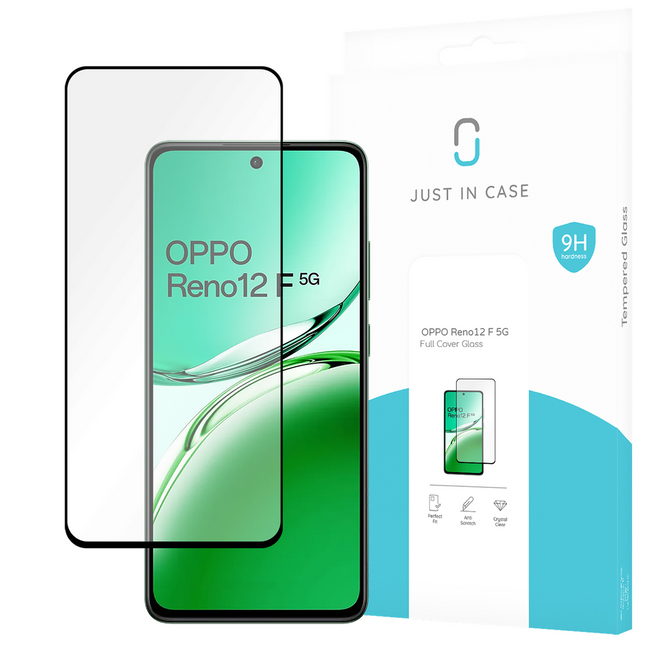 Oppo Reno12 F 5G - Full Cover Screenprotector Tempered Glass - Black