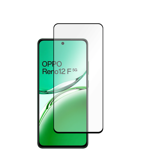 Oppo Reno12 F 5G - Full Cover Screenprotector Tempered Glass - Black