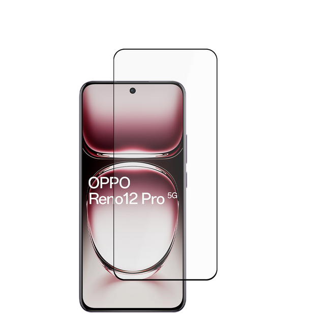 Oppo Reno12 Pro - Full Cover Screenprotector Tempered Glass - Black