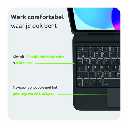 Gecko Covers iPad 2025 (11th Gen) / iPad 2022 (10th Gen) - Cactus Leather Keyboard Case - Qwerty - Black - V10KB2733C1