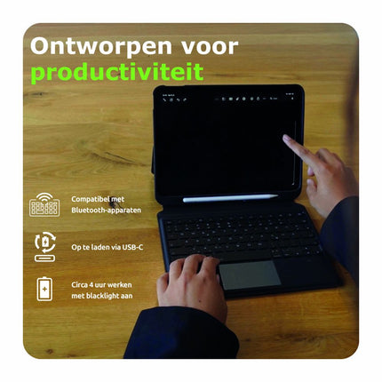 Gecko Covers iPad 2025 (11th Gen) / iPad 2022 (10th Gen) - Cactus Leather Keyboard Case - Qwertz - Black - V10KB2733C1QZ