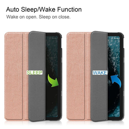 Nokia T20 - TriFold Smart Book Case - Rose Gold