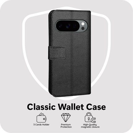 Classic Wallet Case - Google Pixel 10 / 10 Pro - PU leather Book Case - Black