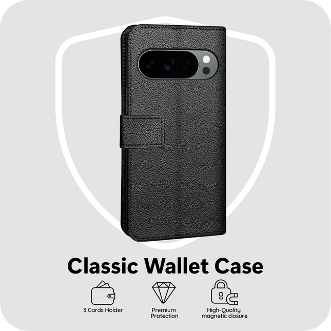Classic Wallet Case - Google Pixel 10 / 10 Pro - PU leather Book Case - Black