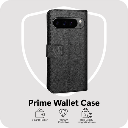 Classic Wallet Case - Google Pixel 10 Pro XL - PU leather Book Case - Black