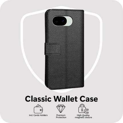 Classic Wallet Case - Google Pixel 10a - PU leather Book Case - Black