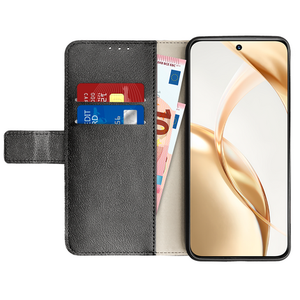 Classic Wallet Case - Honor 200 - PU leather Book Case - Black