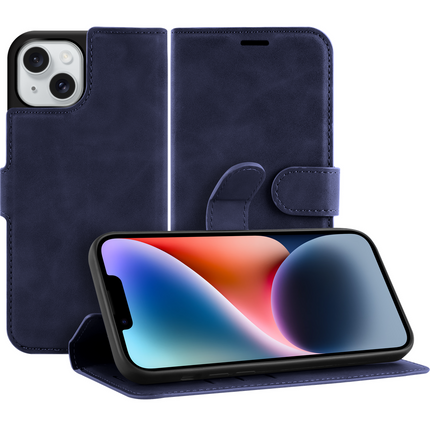 PrimeWallet Case - iPhone 14 - PU leather Wallet Case - Blue