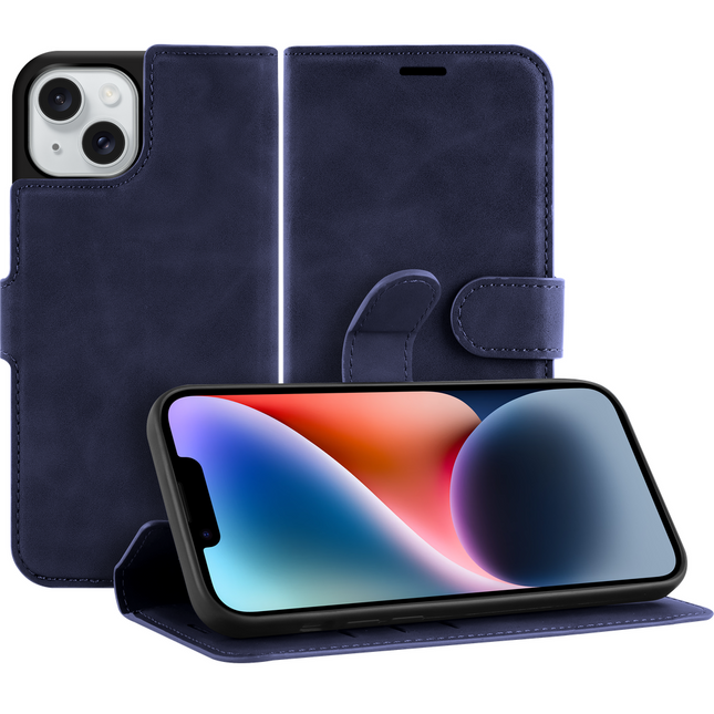 PrimeWallet Case - iPhone 14 - PU leather Wallet Case - Blue