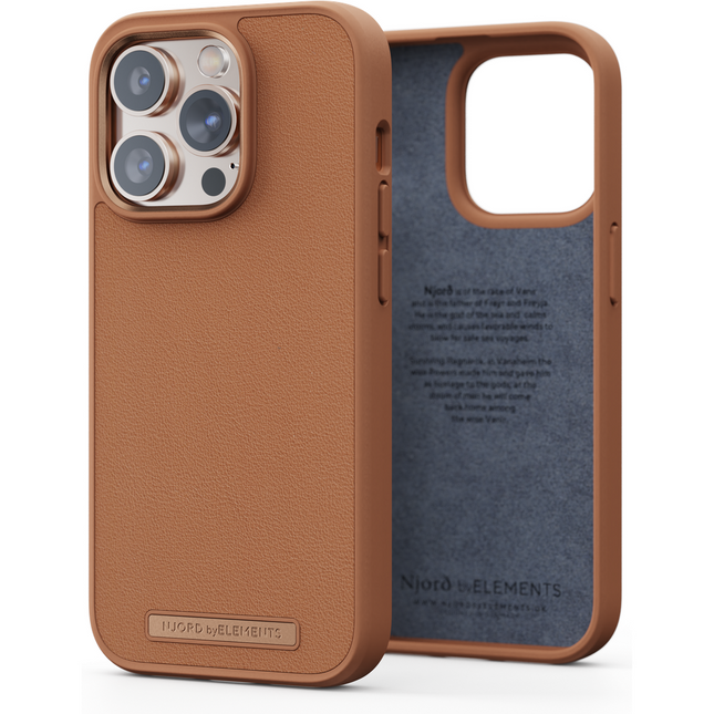Njord Collections Case iPhone 14 Pro Max - Genuine Leather - Cognac