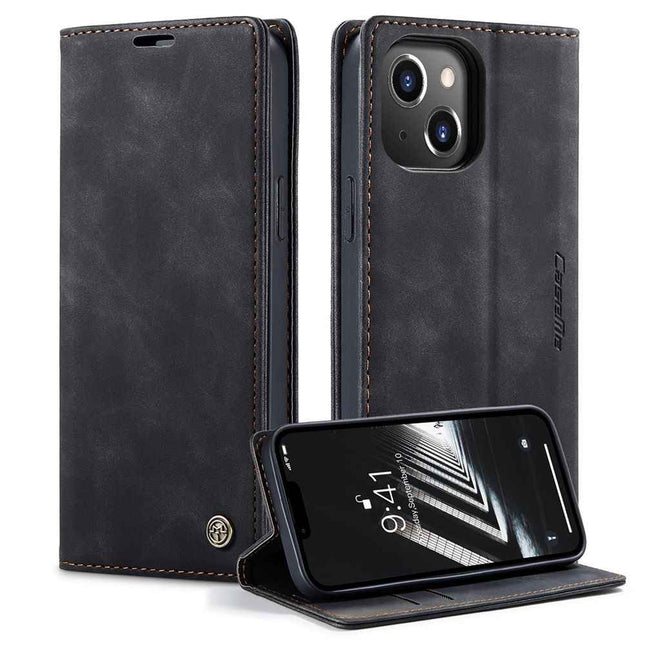 Caseme Retro Wallet Case iPhone 15 Plus zwart gesloten