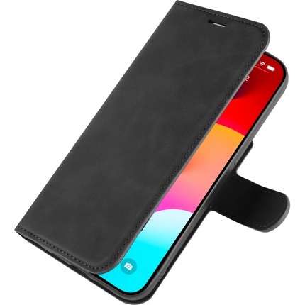 PrimeWallet Case - iPhone 15 Plus - PU leather Wallet Case - Black