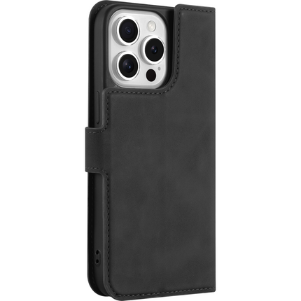 PrimeWallet Case - iPhone 15 Pro Max - PU leather Wallet Case - Black