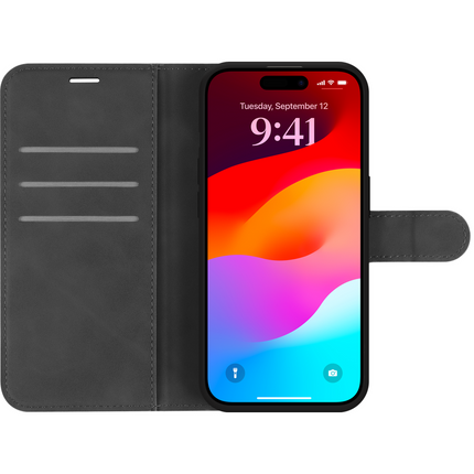 PrimeWallet Case - iPhone 15 Pro - PU leather Wallet Case - Black