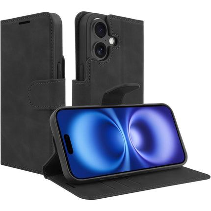 PrimeWallet Case - iPhone 16 Plus - PU leather Wallet Case - Black