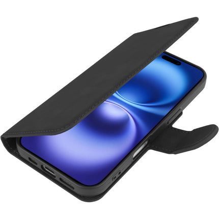 PrimeWallet Case - iPhone 16 Plus - PU leather Wallet Case - Black