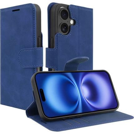 PrimeWallet Case - iPhone 16 - PU leather Wallet Case - Blue