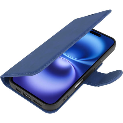 PrimeWallet Case - iPhone 16 - PU leather Wallet Case - Blue
