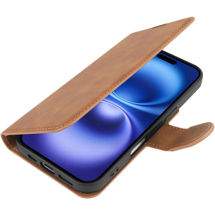 PrimeWallet Case - iPhone 16 - PU leather Wallet Case - Brown
