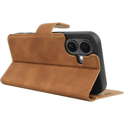 PrimeWallet Case - iPhone 16 - PU leather Wallet Case - Brown