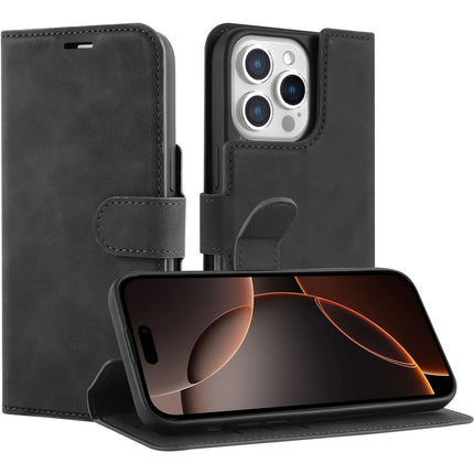PrimeWallet Case - iPhone 16 Pro - PU leather Wallet Case - Black