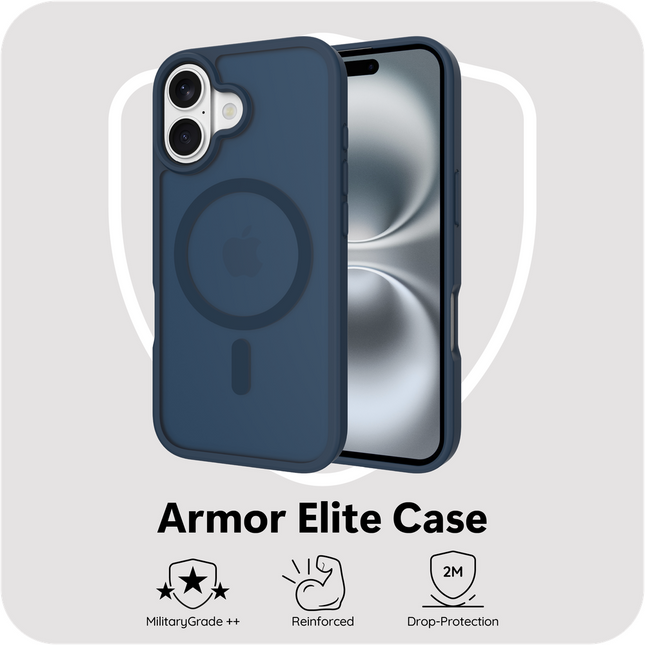 ArmorElite hoesje iPhone 17 blauw verstevigde hoek detail