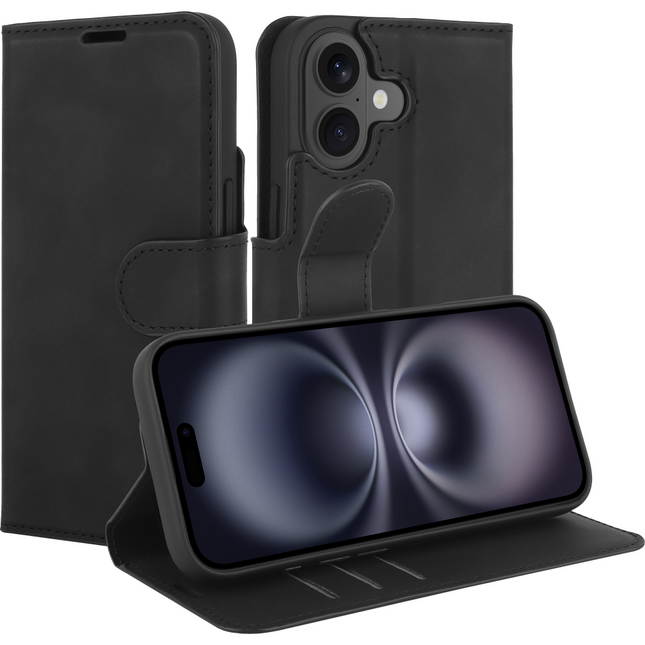 Casebump PrimeWallet portemonnee hoesje iPhone 17 zwart vooraanzicht